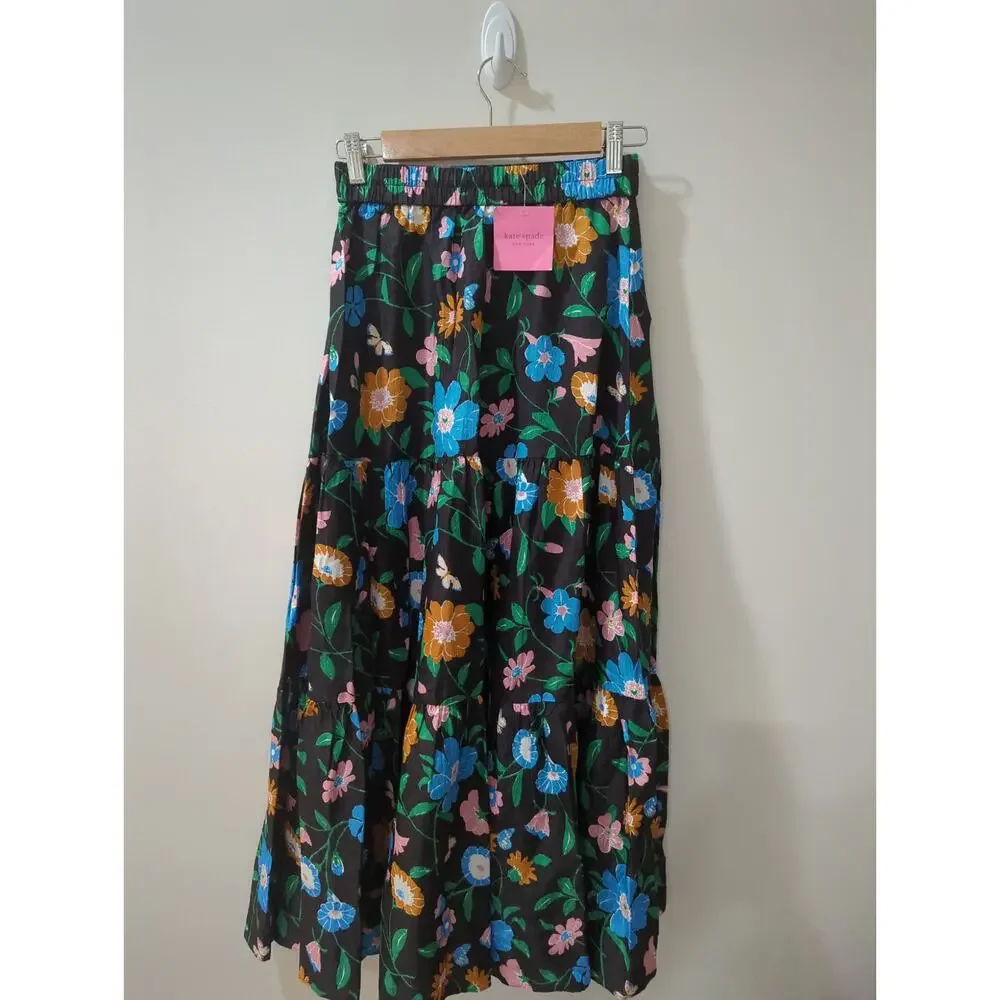 Kate Spade Floral Garden Cloque Midi Skirt NWT